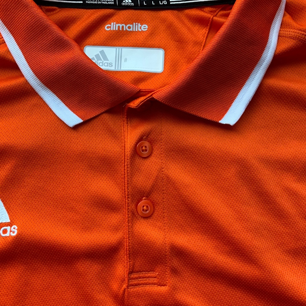 Men's Adidas Climalite Orange White Polo, Large L - Picture 4 of 5